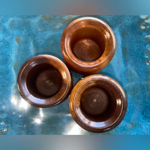 Vintage Hand Carved Myrtle Wood & Walnut Wood toothpick holders Lot of 3 - Picture 6 of 13